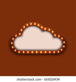 Vector modern concept retro billboard and cloud background with place for your text