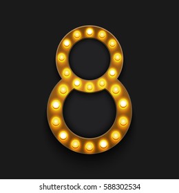Vector modern concept retro billboard and 8 march icon on black background with place for your text