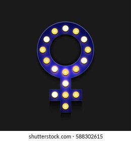 Vector modern concept retro billboard and 8 march icon on black background with place for your text