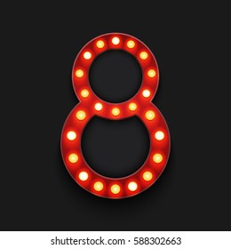 Vector modern concept retro billboard and 8 march icon on black background with place for your text