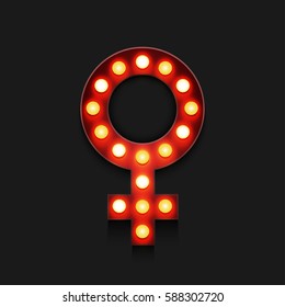 Vector modern concept retro billboard and 8 march icon on black background with place for your text