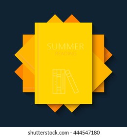 vector modern concept sun and books. Summer reading creative background. Eps10