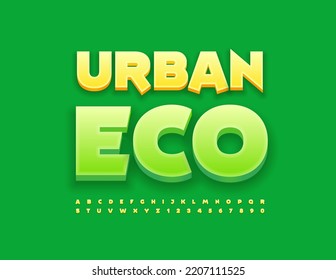 Vector modern concept Urban Eco. Green 3D Font. Creative set of Alphabet Letters and Numbers