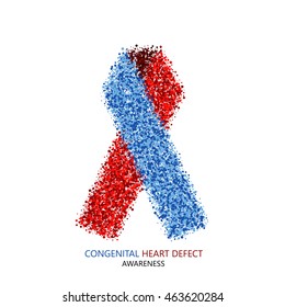 Vector modern Congenital Heart Defect circles desigen. Blue and red ribbon isolated on white background