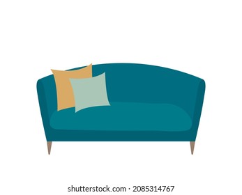 Vector moderno y acogedor sofá con cojines