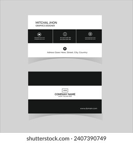 Vector Modern Creative Black and White exclusive Business Card Template.