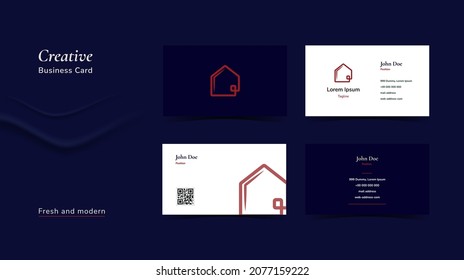 plantilla de tarjeta de negocios de color azul creativo y rojo para vectores modernos