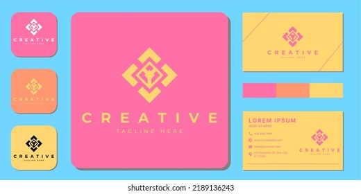Vector modern creative with business card template.
