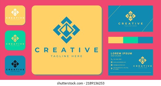 Vector modern creative with business card template.