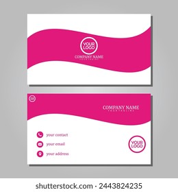 Vector Modern Creative Business Card Template in Pink and white colors. Editable EPS file.