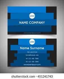 Vector modern creative business card template. Material design. Paper strips cast a shadow at each other.