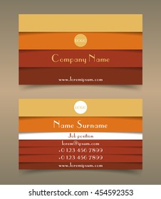Vector modern creative business card template. Material design. Paper strips cast a shadow at each other.