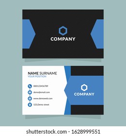 Vector Modern Creative and Clean Blue Black Business Card Template. stationary design.