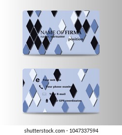 Vector Modern Creative and Clean Business Card Template. Diamond-shaped background in personal card