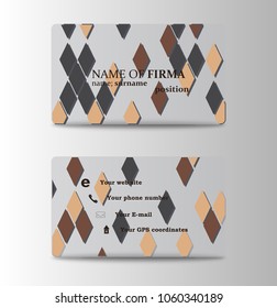 Vector Modern Creative and Clean Business Card Template. Diamond-shaped background in personal card