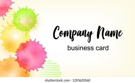 Vector Modern Creative and Clean Business Card Template with bright watercolor splash background and space for Company name.