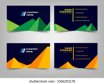 Vector Modern Creative and Clean Business Card Template. Blue, golden modern creative business card and name card,horizontal simple clean template vector design, layout in rectangle size.
