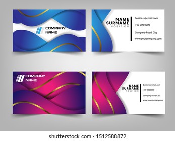 Vector Modern Creative and Clean Business Card Template. Blue, golden modern creative business card and name card,horizontal simple clean template vector design, layout in rectangle size.

