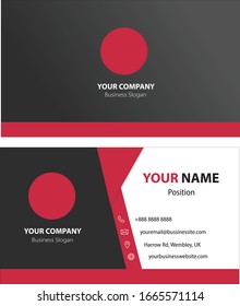 Plantilla de tarjeta profesional moderna, creativa y limpia, rojo negro