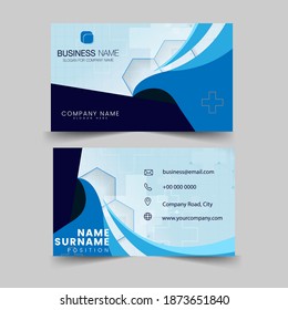 Plantilla de tarjeta de visita Vector Moderno, creativa y limpia. Tarjeta de presentación creativa y creativa azul, diseño vectorial de plantilla simple horizontal, diseño en rectángulo de tamaño.
