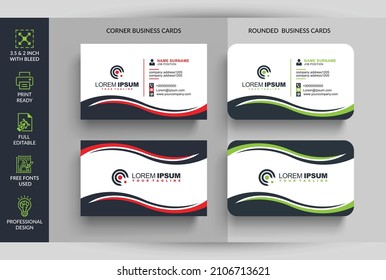 Vector Modern Creative and Clean Business Card Template, Horizontal name card, Stylish stationery design and visiting card, Creative and professional business card design.