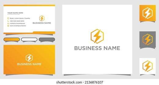 Vector modern creative and clean business card template, flat design with storm symbol logo,