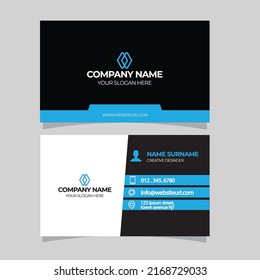 Plantilla de tarjeta profesional moderna, creativa y limpia. diseño plano azul 