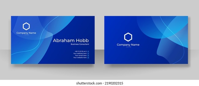 Vector Modern Creative And Clean Business Card Template. Dark Blue Visit Card Corporate Identity Design