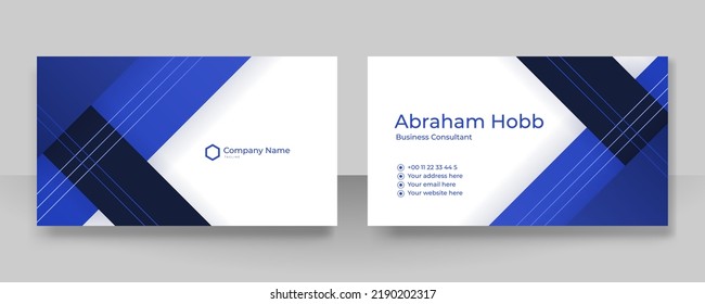 Vector Modern Creative And Clean Business Card Template. Dark Blue Visit Card Corporate Identity Design