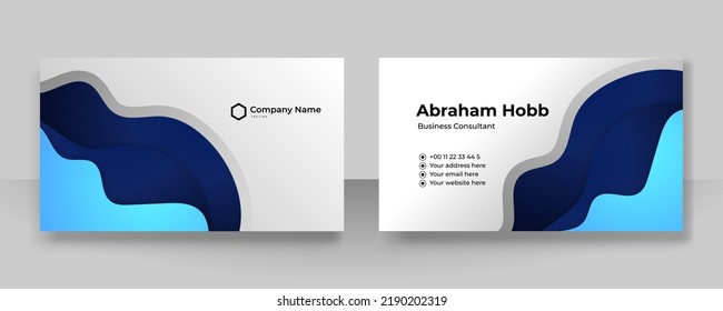 Vector Modern Creative And Clean Business Card Template. Dark Blue Visit Card Corporate Identity Design