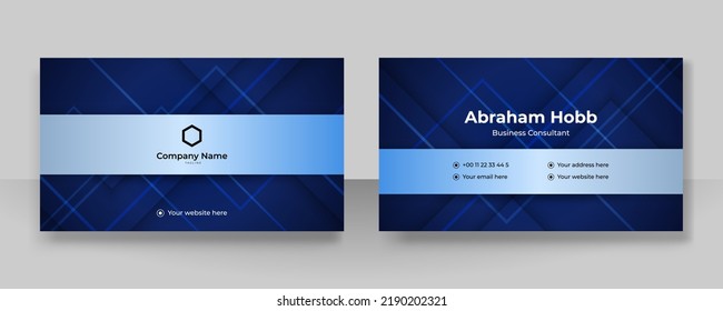 Vector Modern Creative And Clean Business Card Template. Dark Blue Visit Card Corporate Identity Design