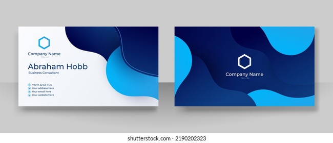 Vector Modern Creative And Clean Business Card Template. Dark Blue Visit Card Corporate Identity Design