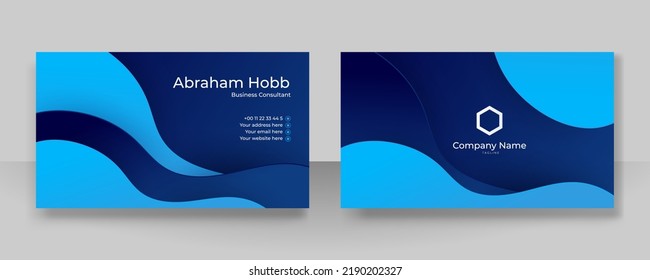 Vector Modern Creative And Clean Business Card Template. Dark Blue Visit Card Corporate Identity Design