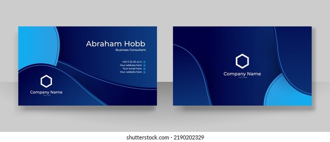 Vector Modern Creative And Clean Business Card Template. Dark Blue Visit Card Corporate Identity Design