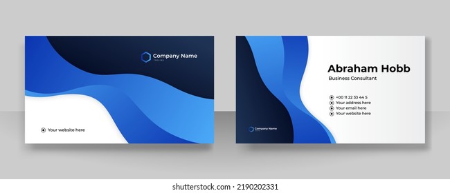 Vector Modern Creative And Clean Business Card Template. Dark Blue Visit Card Corporate Identity Design