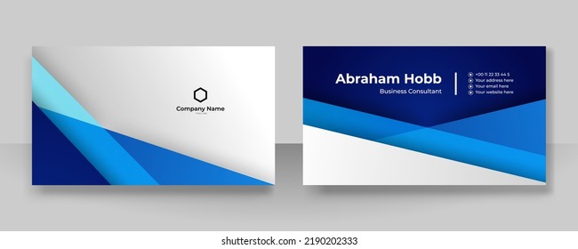 Vector Modern Creative And Clean Business Card Template. Dark Blue Visit Card Corporate Identity Design