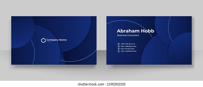 Vector Modern Creative And Clean Business Card Template. Dark Blue Visit Card Corporate Identity Design