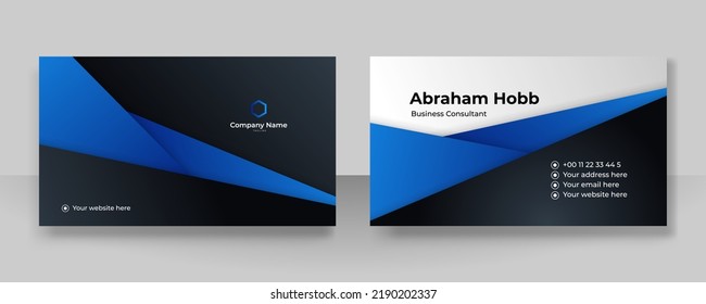 Vector Modern Creative And Clean Business Card Template. Dark Blue Visit Card Corporate Identity Design