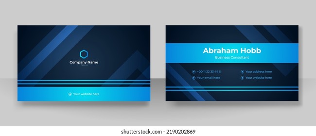 Vector Modern Creative And Clean Business Card Template. Dark Blue Visit Card Corporate Identity Design