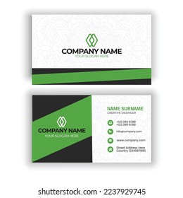 Vector modern creative and clean business card template. Flat design black and blue