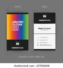 Vector Modern Creative And Clean Business Card Template With Rainbow Element