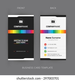 Vector Modern Creative and Clean Business Card Template with Rainbow Element