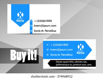 Vector modern creative and clean business card template. Flat design. Letter Logo Corporate Business card. Business card set template. Blue color. Vector illustration. Multicolored set business card