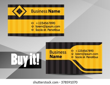 Vector modern creative and clean business card template. Flat design. Letter Logo Corporate Business card. Business card set template. Yellow color. Vector illustration.