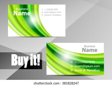 Vector modern creative and clean business card template. Flat design. Letter Logo Corporate Business card. Business card set template. Green color. Vector illustration