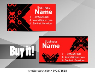 Vector modern creative and clean business card template. Flat design. Letter Logo Corporate Business card. Business card set template. Red color abstract background. Vector illustration. Flat design. 