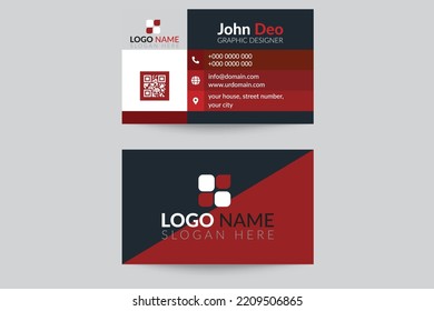  Vector Modern Creative and Clean  Double-sided Business Card Template. Red and Black Colors. 