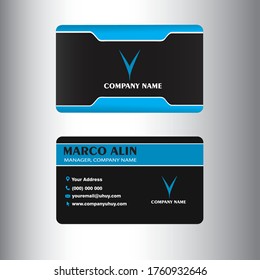 Plantilla azul para tarjetas de visita moderna, creativa y elegante