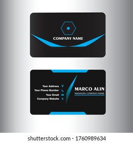 Vector modern creative and elegant business card blue template