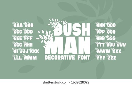 Vector modern creative font set with leaves decoration